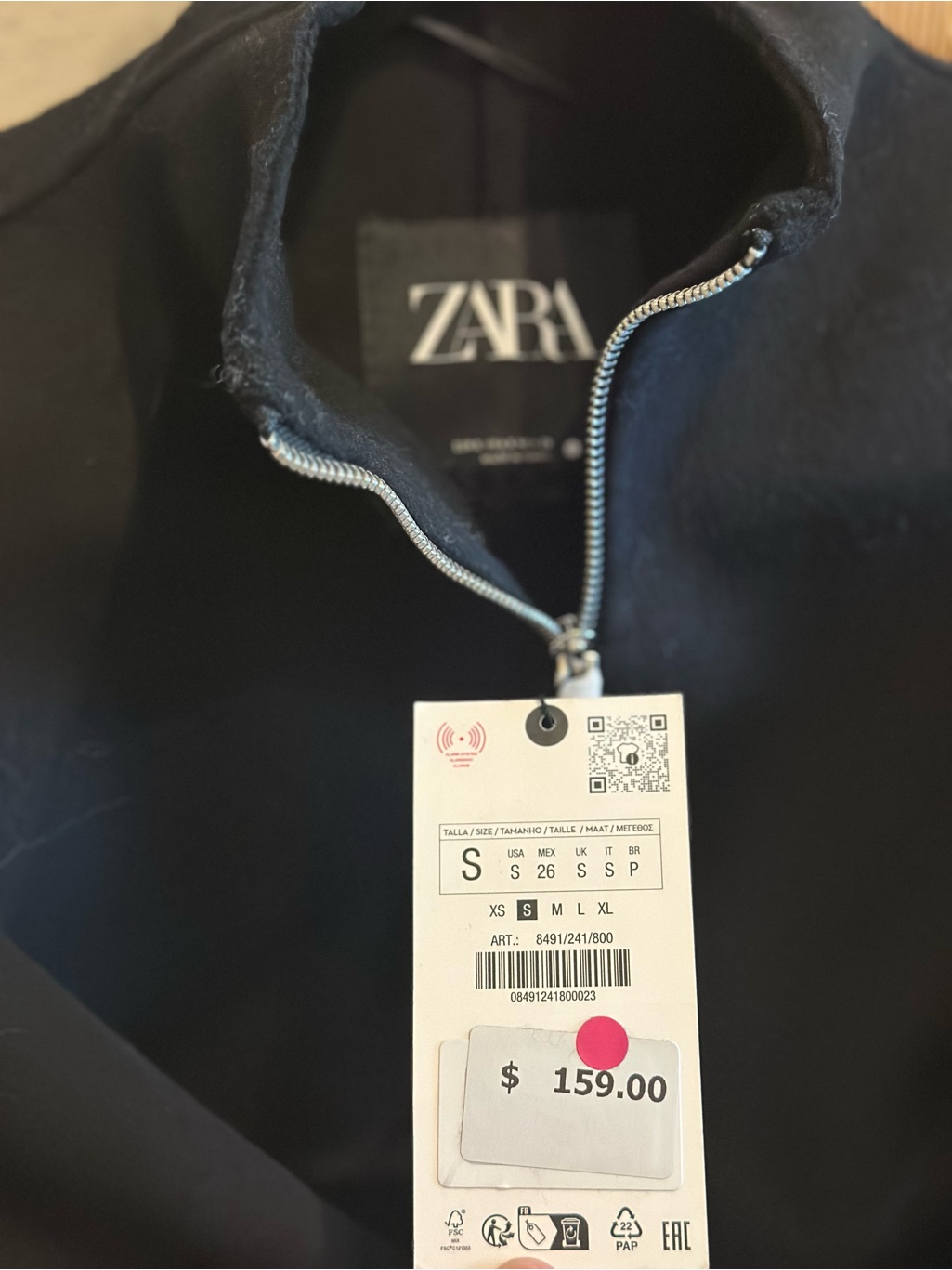 Zara Black Jacket With Silver Zipper